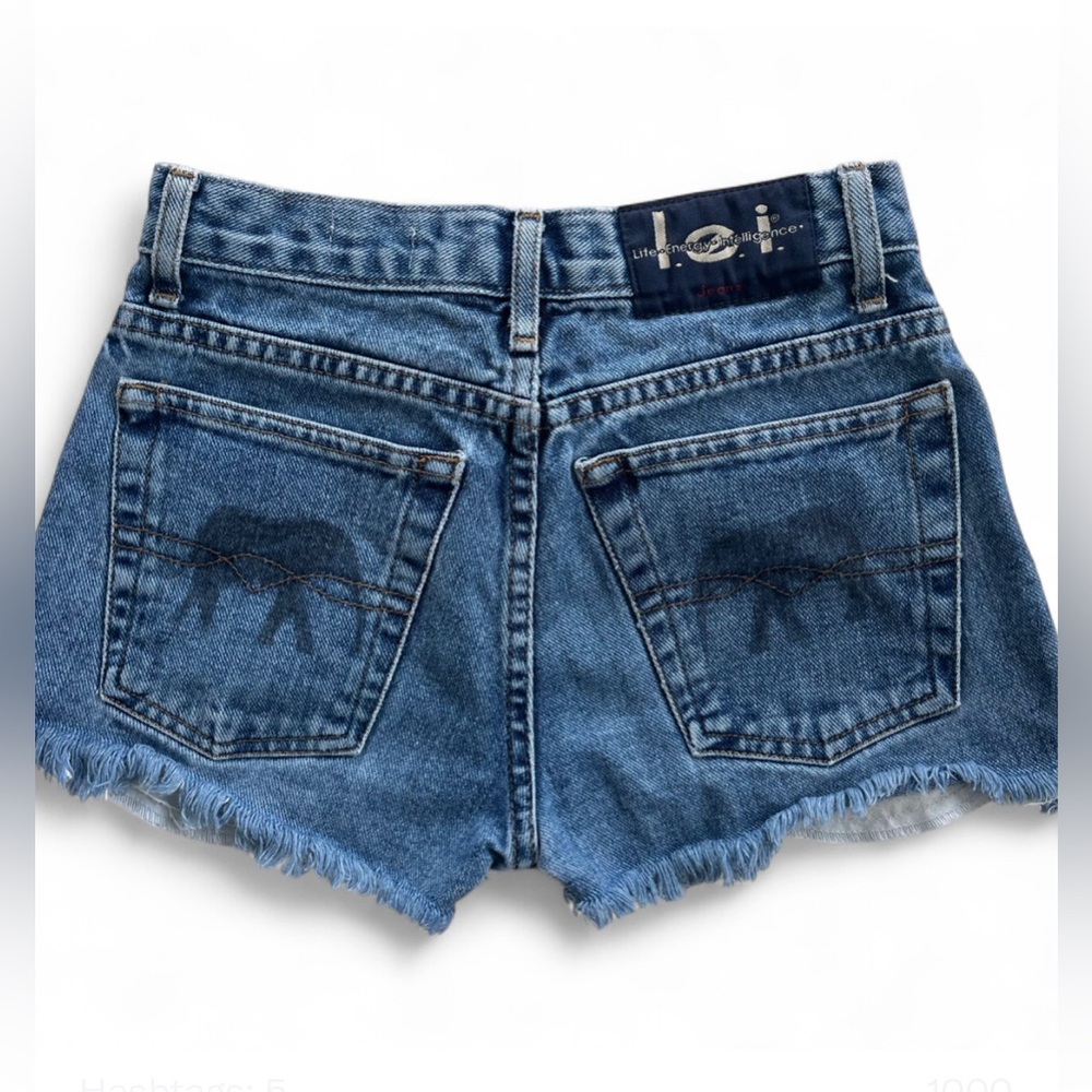 L.E.I. Jeans - Upcycled denim elephant shorts by Vintage Chameleon